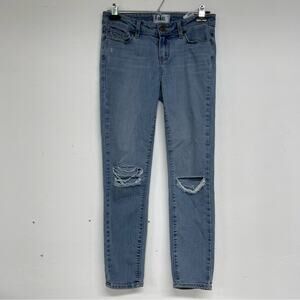 Paige Verdugo Crop Light Wash Distressed Jeans Womens 26 Blue Casual Fall Denim